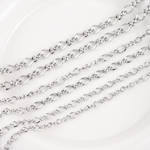 Cadena Retorcida en Forma de 8 de Acero Inoxidable para Hacer Joyas DIY Collar Pulsera Accesorio Hecho a Mano