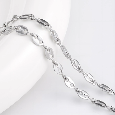 Stainless Steel Pig Nose Chain For DIY Jewelry Making Coffee Bean Link Metal Chain For Necklace Bracelet Crafts Accessories