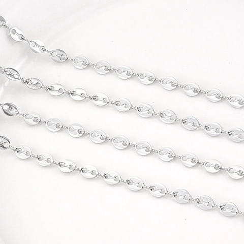 Stainless Steel Pig Nose Chain For DIY Jewelry Making Coffee Bean Link Metal Chain For Necklace Bracelet Crafts Accessories