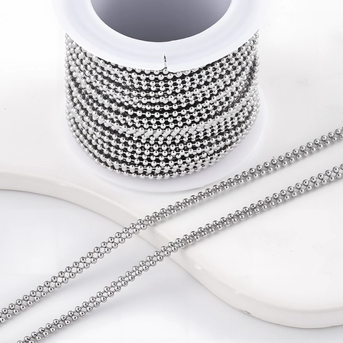 304 Stainless Steel Double Row Ball Bead Chain 3mm Silver Bead Chain For DIY Necklace Bracelet Jewelry Making Findings