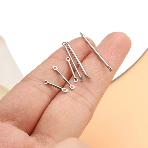 Stainless Steel Double Hole Connection Rod DIY Jewelry Findings Links For Earring Necklace Tassel Round Bar Fashion Accessories
