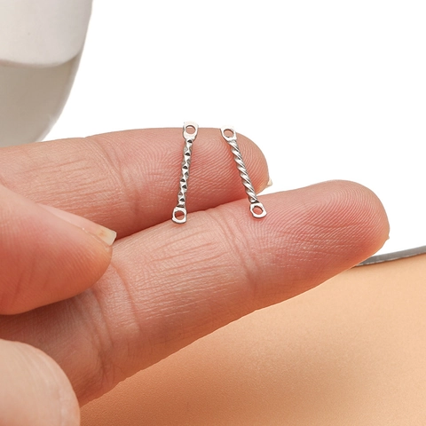 Stainless Steel Double Hole Connector Rod DIY Jewelry Finding Accessory For Earring Necklace Spiral Pattern Connector Rod