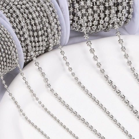 Stainless Steel Abacus Bead Chain For DIY Jewelry Making Necklace Bracelet Accessory Minimalist Steel Color Metal Ball Chain