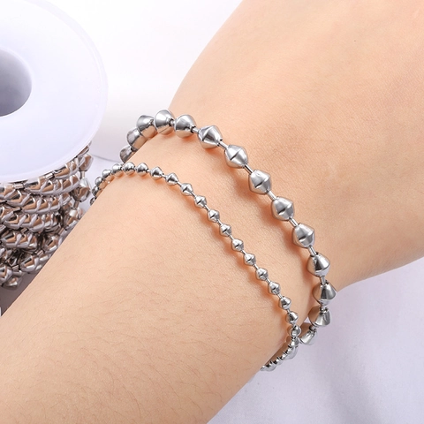 Stainless Steel Double Cone Bead Chain For DIY Jewelry Making Necklace Bracelet Finding Shuttle Shaped Metal Jewelry Chain