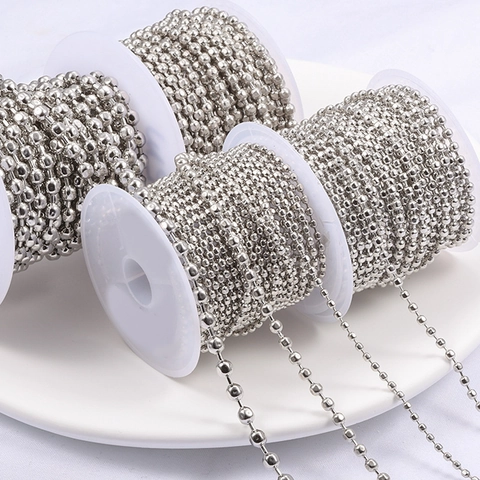 Stainless Steel Round Ball Bead Chain DIY Jewelry Making Accessories Spool For Necklace Bracelet Crafts Jewelry Finding