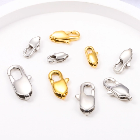 Stainless Steel Square Spring Clasp Jewelry Findings Connection Buckle For Necklace Bracelet Polished DIY Hardware