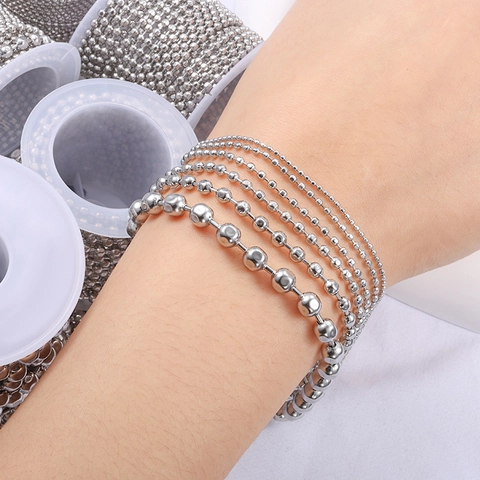 Stainless Steel Round Ball Bead Chain DIY Jewelry Making Accessories Spool For Necklace Bracelet Crafts Jewelry Finding