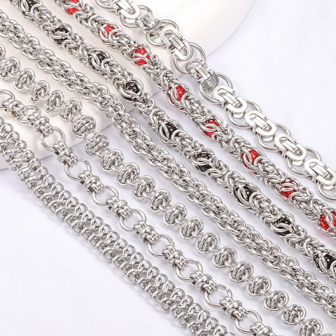 Stainless Steel Byzantine DIY Jewelry Chain Accessories For Necklace Bracelet Making Fashion Beaded Hip Hop Punk Metal Chain