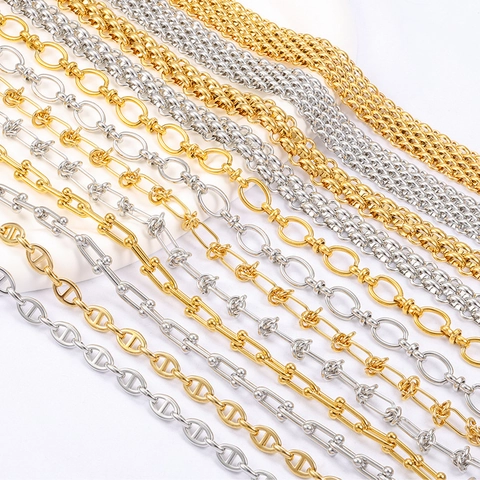 Stainless Steel DIY Jewelry Chains For Necklace Bracelet Making Industrial Link Chain Accessories Gold Silver Plated Jewelry Craft Making Components