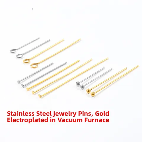 Stainless Steel Eye Pins T-Head Pins Ball Head Pins DIY Jewelry Findings Materials Gold Steel Tone Pins For Beading Handmade Crafts