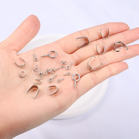 Accessoires de Fabrication de Bijoux en Acier Inoxydable pour Colliers Bracelets Pendentifs Tiges à Vis Argent