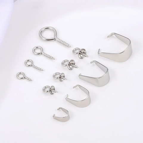 Accessoires de Fabrication de Bijoux en Acier Inoxydable pour Colliers Bracelets Pendentifs Tiges à Vis Argent