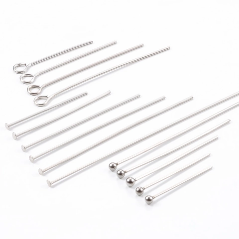 Stainless Steel Eye Pins T-Head Pins Ball Head Pins DIY Jewelry Findings Materials Gold Steel Tone Pins For Beading Handmade Crafts