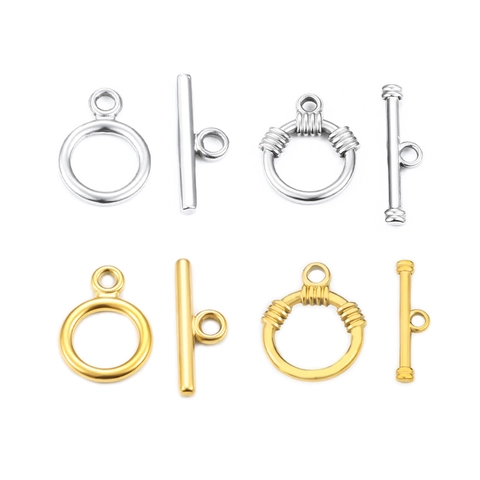 Edelstahl Knebelverschlüsse Vakuum Gold Silber Plattiert OT Schnallen Schmuckverbinder Für DIY Halskette Armband Herstellung
