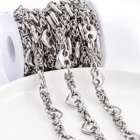 Stainless Steel Handmade Chain DIY Jewelry Making Material Heart Box Coffee Bean Link Chain For Necklace Bracelet Accessory