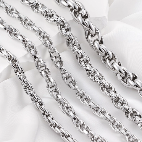 Stainless Steel DIY Chain For Jewelry Making Oval Double Weave Twist Link Chain Accessory For Necklace Bracelet Pants Chain