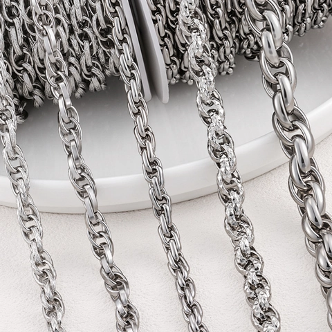 Stainless Steel DIY Chain For Jewelry Making Oval Double Weave Twist Link Chain Accessory For Necklace Bracelet Pants Chain