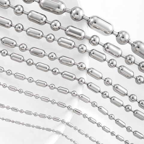 Polished Stainless Steel Ball And Barrel Chain For DIY Jewelry Making Necklace Bracelet Pant Phone Accessories Unisex Metal Chain