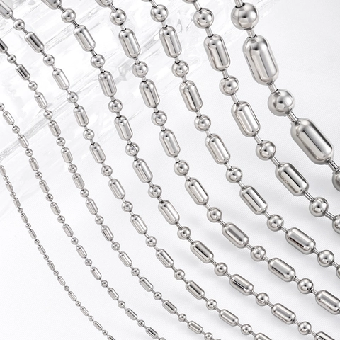 Polished Stainless Steel Ball And Barrel Chain For DIY Jewelry Making Necklace Bracelet Pant Phone Accessories Unisex Metal Chain