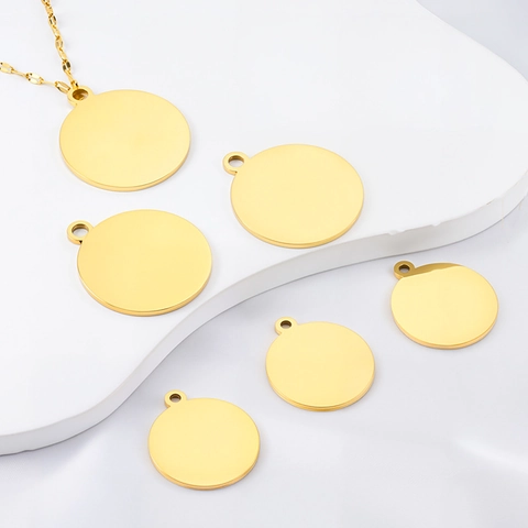 Stainless Steel Polished Round Plate Pendant For DIY Jewelry Making 18K Gold Plated High Quality Blank Disc Charm Accessory