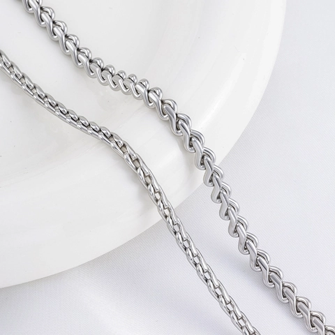 Edelstahl Gliederkette Geschlossen Curb Twist Für DIY Schmuckherstellung 4.5mm 3.7mm Halskette Armband Zubehör Hochglanz Kette