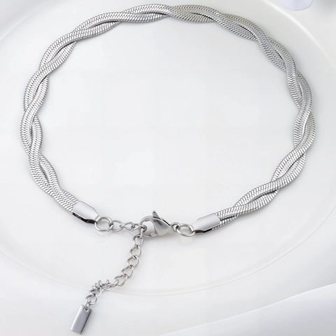 Stainless Steel Braided Double Layer Blade Snake Chain Bracelet For Women Men Minimalist DIY Jewelry Making Accessories