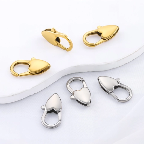 Chiusura a Moschettone a Forma di Cuore in Acciaio Inossidabile Lucido per Creazione Gioielli Fai-da-te Chiusura Connettore a Cuore per Accessori Donna