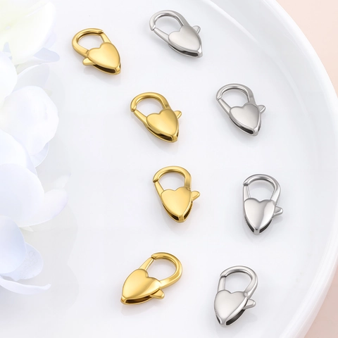 Chiusura a Moschettone a Forma di Cuore in Acciaio Inossidabile Lucido per Creazione Gioielli Fai-da-te Chiusura Connettore a Cuore per Accessori Donna