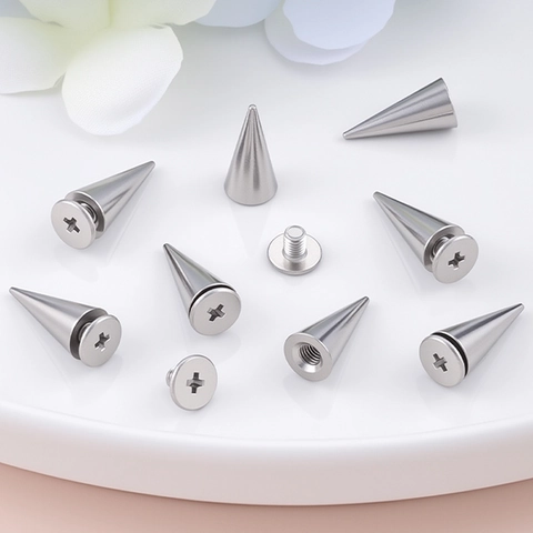 Stainless Steel Cross Screw Cone Pendant DIY Jewelry Making Accessory Punk Spike Rivet For Necklace Clothing Bag Decoration