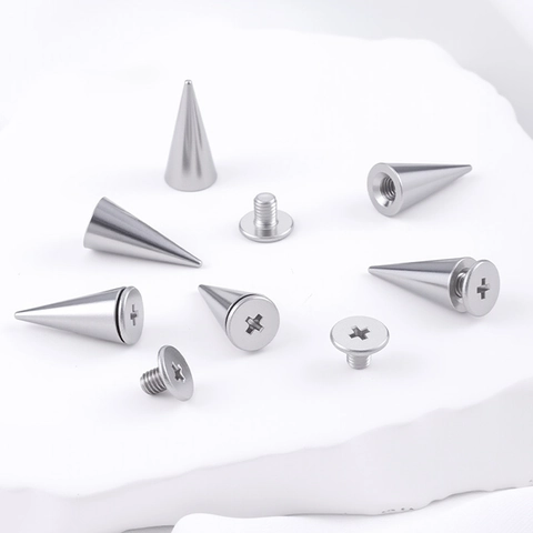Stainless Steel Cross Screw Cone Pendant DIY Jewelry Making Accessory Punk Spike Rivet For Necklace Clothing Bag Decoration