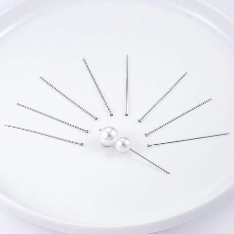 Stainless Steel Flat Head Pins For DIY Jewelry Making Beading Crafts T Pins Polished Metal Findings For Pendants Necklaces