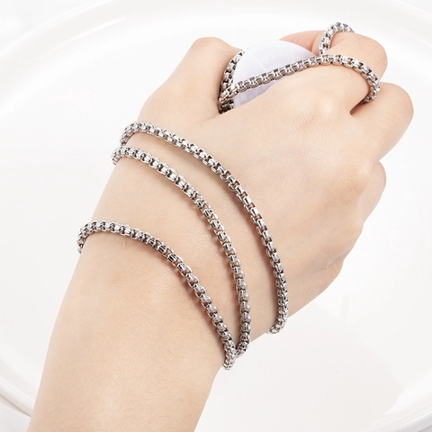 High Quality 304 Stainless Steel Box Chain For DIY Necklace Bracelet Making Supplies Polished Silver Color Fashion Jewelry Findings Chain