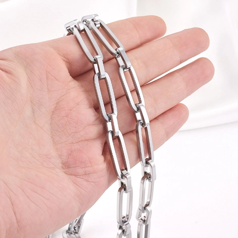 Minimalist Stainless Steel Paperclip Chain Rectangular Link Chain For DIY Necklace Bracelet Jewelry Making Accessories Unisex