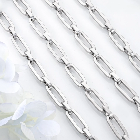 Minimalist Stainless Steel Paperclip Chain Rectangular Link Chain For DIY Necklace Bracelet Jewelry Making Accessories Unisex