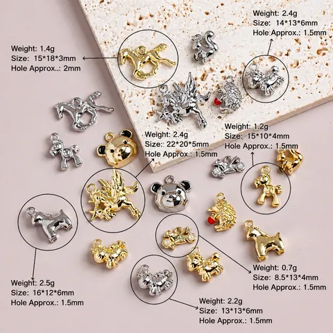 Small Animal Alloy Charms Unicorn Pony Squirrel Hedgehog Bear Rabbit Pendants For DIY Jewelry Making Gold Silver Bracelet Necklace Accessories