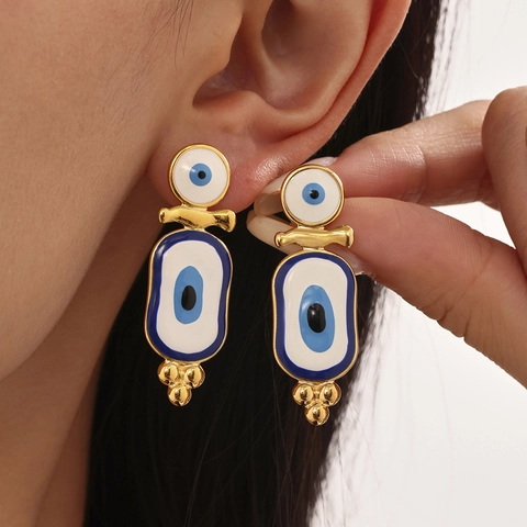 Orecchini Pendenti Vintage Malocchio Per Donna In Acciaio Inossidabile Smalto Turco Nazar Orecchini Oro Argento Gioielli Di Moda Regalo