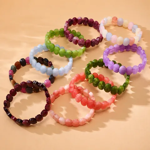 Bracelet en Perles de Pierre Naturelle pour Femmes Bijoux en Acier Inoxydable de Haute Qualité Perles Ovales Facettées Chaîne Élastique Cadeau
