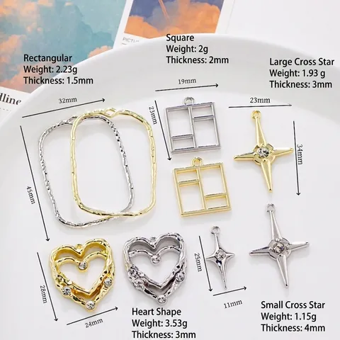 DIY Legering Strass Hangers Onregelmatige Geometrische Ster Hart Charms Voor Sieraden Maken Handgemaakte Oorbellen Ketting Accessoires