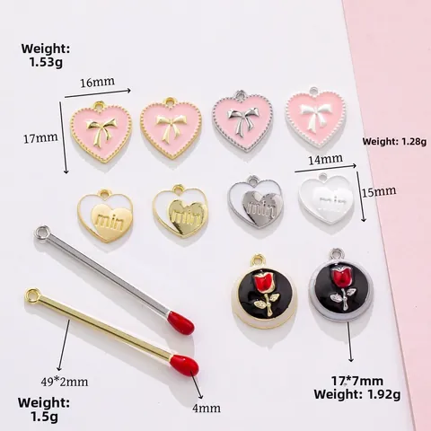 Legering DIY Sieraden Accessoires Hart Lucifer Roos Emaille Druppelolie Bedeltjes Voor Ketting Armband Maken Hangers Decoratief