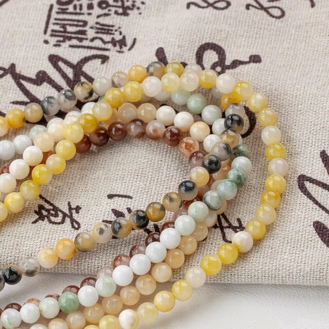 Natural Jade Beads Round Gemstone Loose Beads For DIY Jewelry Making Bracelet Necklace Handmade Craft Polished Stone Beads