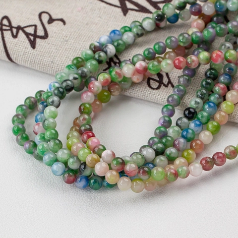 Natural Persian Jade Gemstone Round Beads For DIY Jewelry Making Ink Wash Pattern Polished Loose Spacer Beads 4mm-12mm