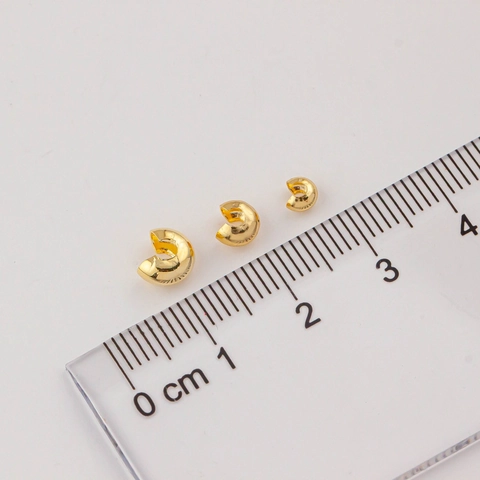 14K Gold Plated Copper Crescent Crimp Bead Covers C-Shape DIY Jewelry Making Bracelet Necklace Ending Findings Components