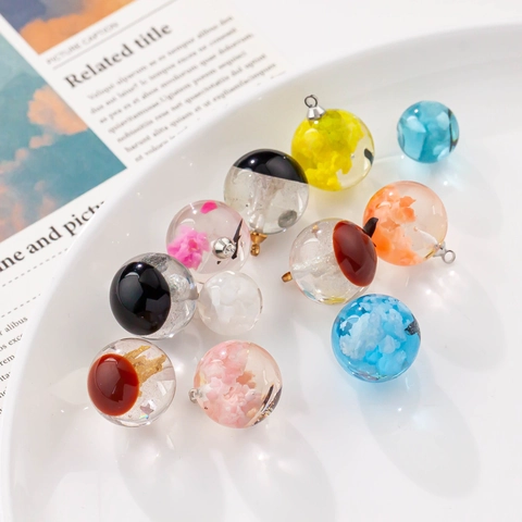 Handmade DIY Resin Ball Pendant Charms Blue Sky White Clouds Bird Scenery Sphere For Necklace Earring Jewelry Making Accessories