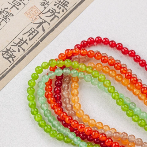Natural Ice Silk Jade Round Loose Beads For DIY Jewelry Making Handmade Bracelet Necklace Accessory Polished Stone Beads