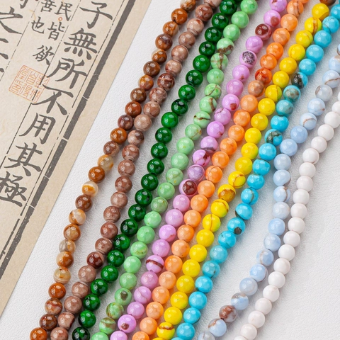 Perline Tonde in Pietra Naturale Lucidate a Strisce Perline Sciolte per Gioielli Fai da Te Bracciale Collana Creazione Stile Retrò Diverse Dimensioni
