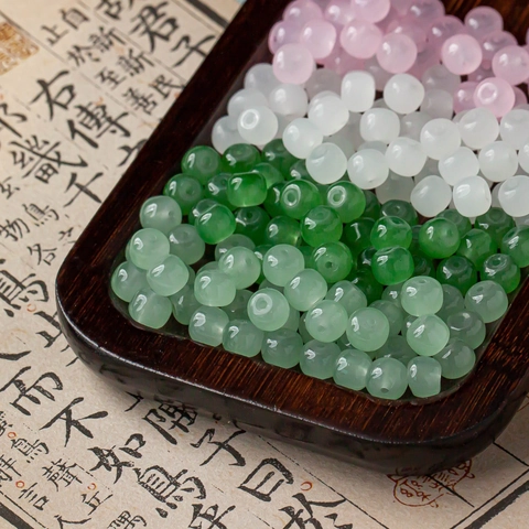 Neuer Chinesischer Stil Imitat Jade Glas Lose Perlen Für DIY Schmuckherstellung Armband Halskette Handgemachte Abakus Perlen