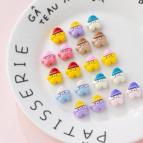 Cute Cartoon Star Charms Alloy Resin DIY Jewelry Accessories For Bracelet Necklace Making Enamel Star With Hat Jewelry Beads
