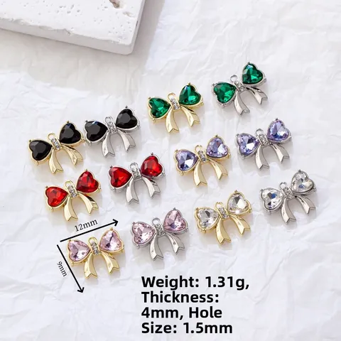 Dijes de Lazo de Circonia de Corazón de Aleación para Hacer Joyas DIY Collar Pulsera Accesorio Colgante Galvanizado