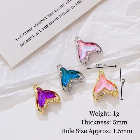 Meerjungfrauenschwanz Legierung Charms Farbverlauf Harz Anhänger Mit Strass Für DIY Ohrring Halskette Armband Herstellung Zubehör