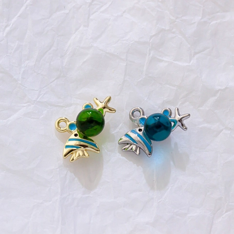 Mariene Serie DIY Dromerige 3D Bellenvis Legering Hanger Accessoires Vergulde Emaille Bedeltjes Voor Ketting Oorbellen Maken
